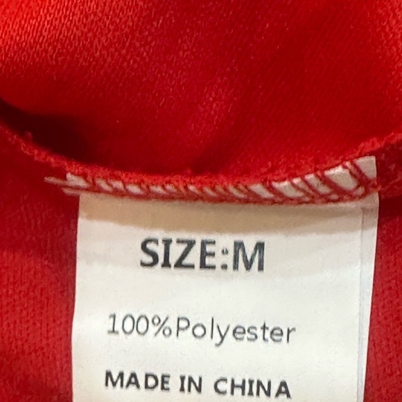 DOKOTOO MINI Red V Neck Front Long Tie Lantern Sleeve Ruffle Dress Size M - Picture 13 of 16